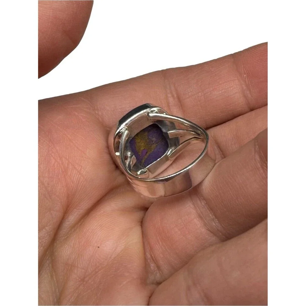 Kingman Purple Copper Turquoise Ring Size 7 Solid 925 Sterling Silver